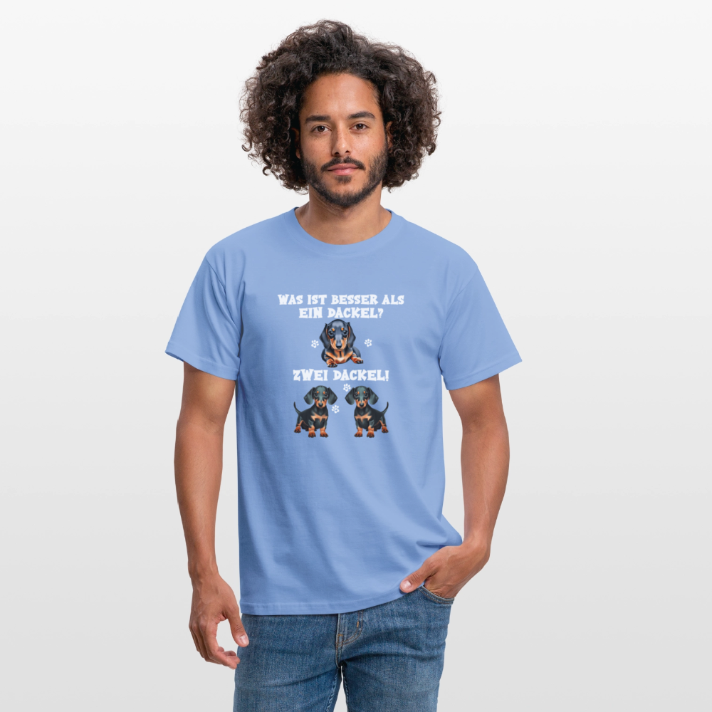 Was ist besser als ein Dackel? Zwei Dackel Männer T-Shirt - carolina blue