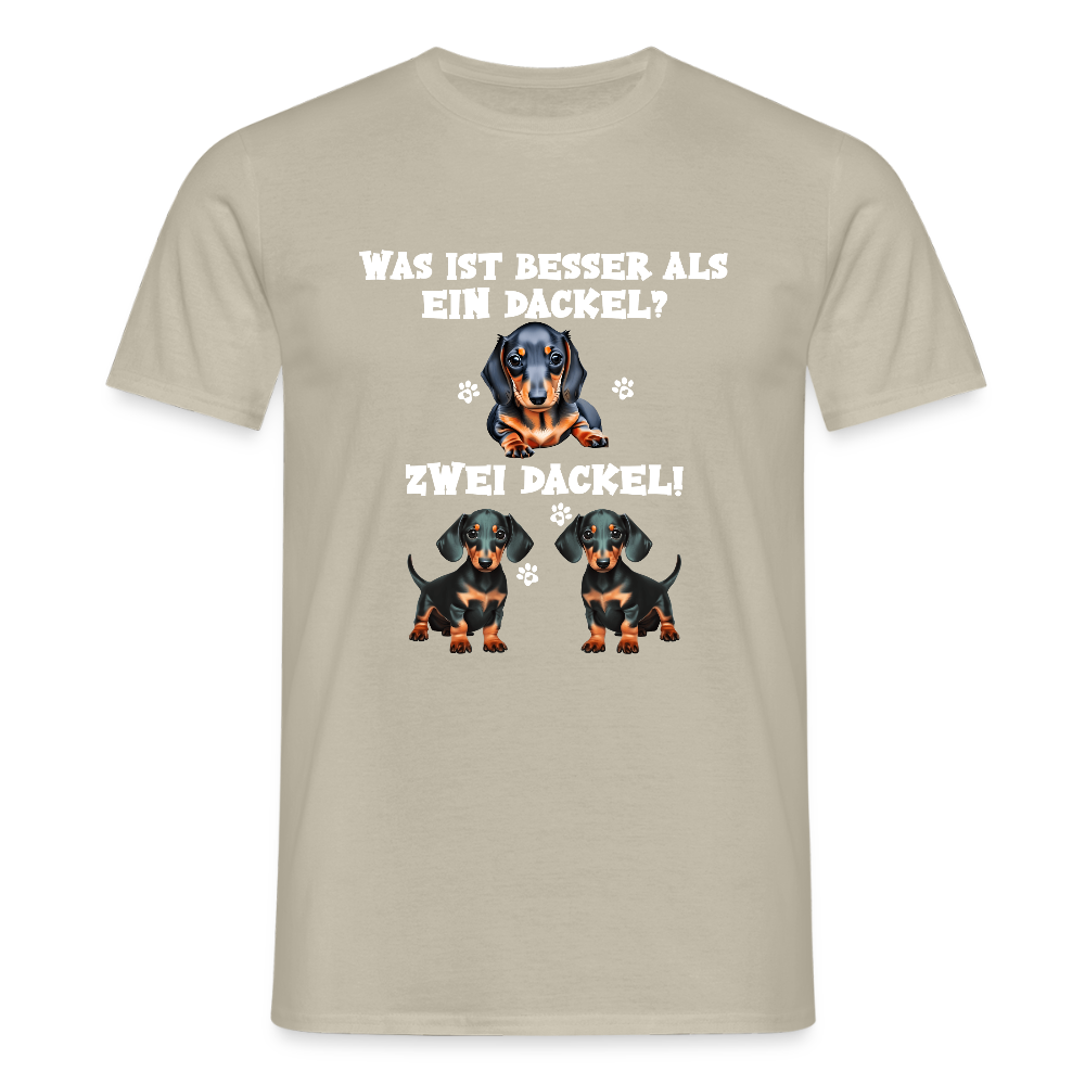 Was ist besser als ein Dackel? Zwei Dackel Männer T-Shirt - Sandbeige