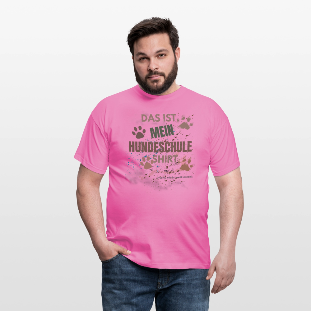 Das ist mein Hundeschule Shirt mit Pfotenabdrücken und Spritzern lustiges Männer T-Shirt - Pink