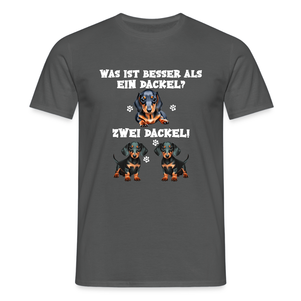 Was ist besser als ein Dackel? Zwei Dackel Männer T-Shirt - Anthrazit