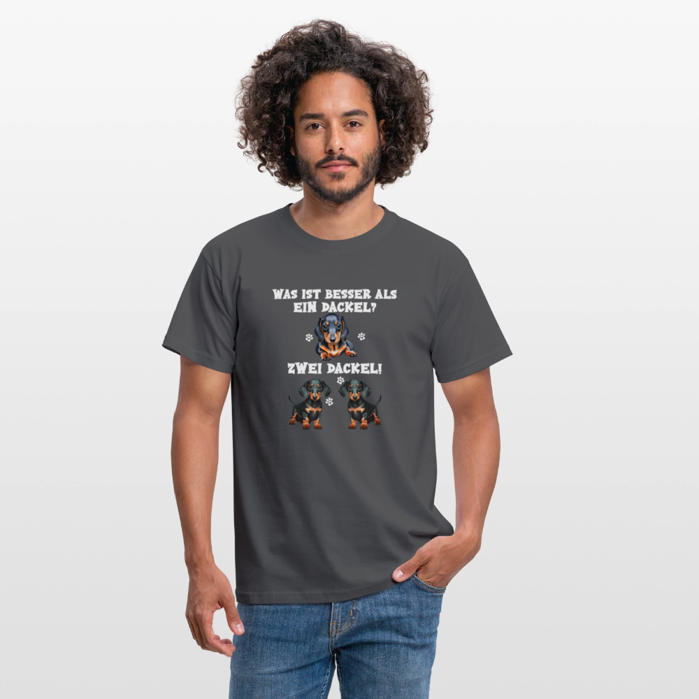 Was ist besser als ein Dackel? Zwei Dackel Männer T-Shirt - Anthrazit