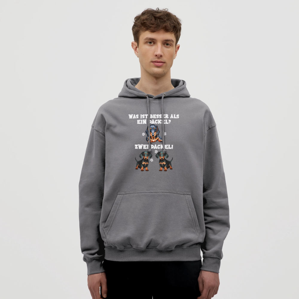 Was ist besser als ein Dackel? Zwei Dackel Unisex Hoodie - Mittelgrau