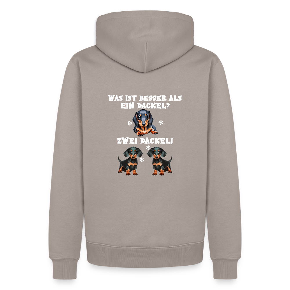 Was ist besser als ein Dackel? Zwei Dackel Männer Bio Hoodie - Taupe