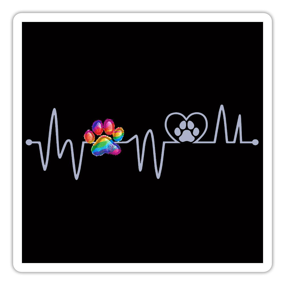 Sticker Herzschlag Heartbeat Hund Hundepfote - Mattweiß
