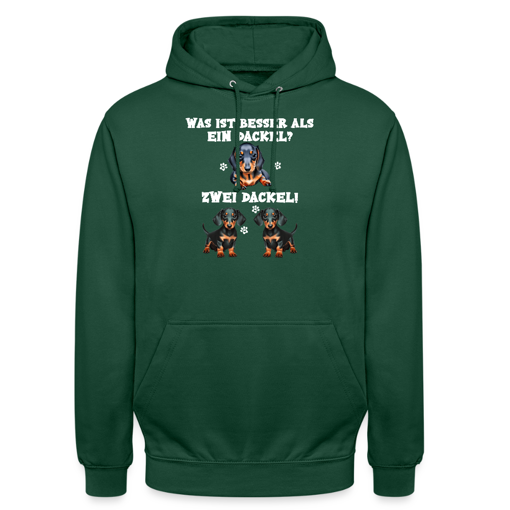 Was ist besser als ein Dackel? Zwei Dackel Unisex Hoodie - Flaschengrün