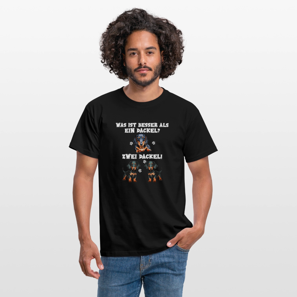 Was ist besser als ein Dackel? Zwei Dackel Männer T-Shirt - Schwarz