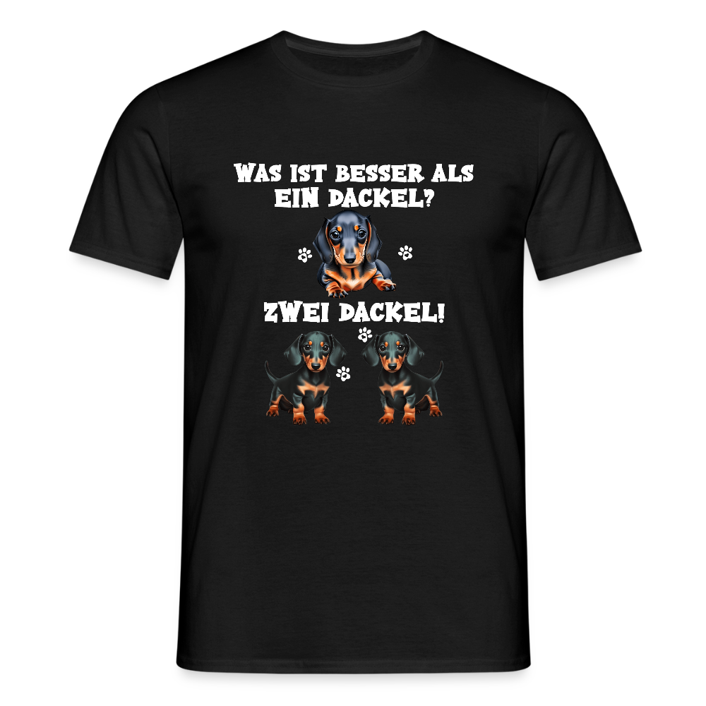 Was ist besser als ein Dackel? Zwei Dackel Männer T-Shirt - Schwarz