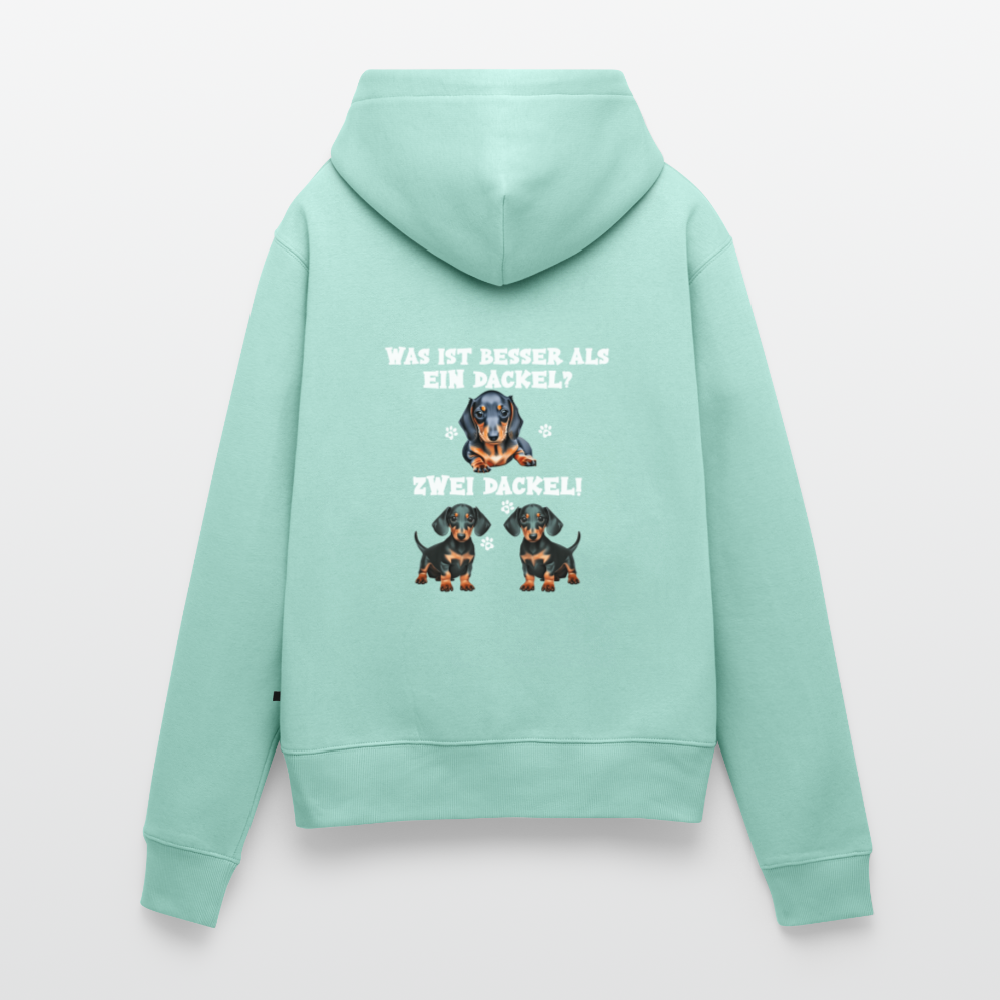 Was ist besser als ein Dackel? Zwei Dackel Rückendruck Frauen Bio Hoodie - Mint