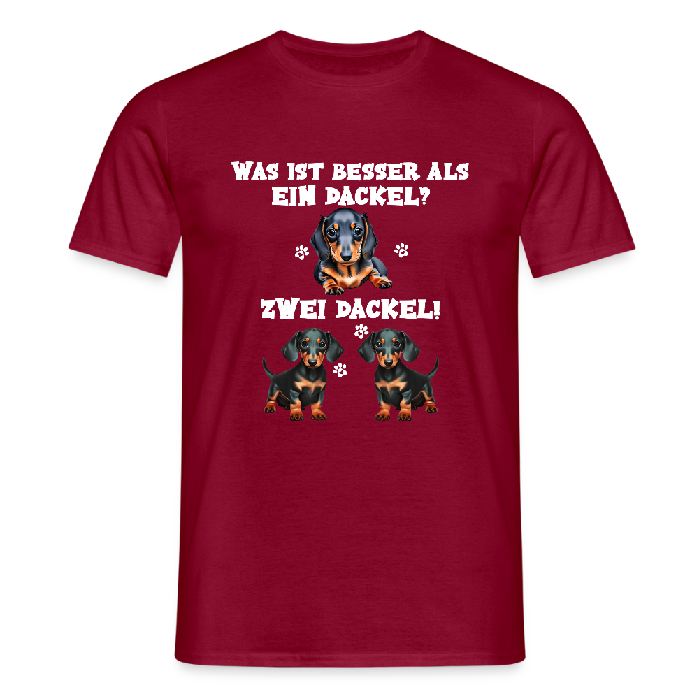 Was ist besser als ein Dackel? Zwei Dackel Männer T-Shirt - Ziegelrot