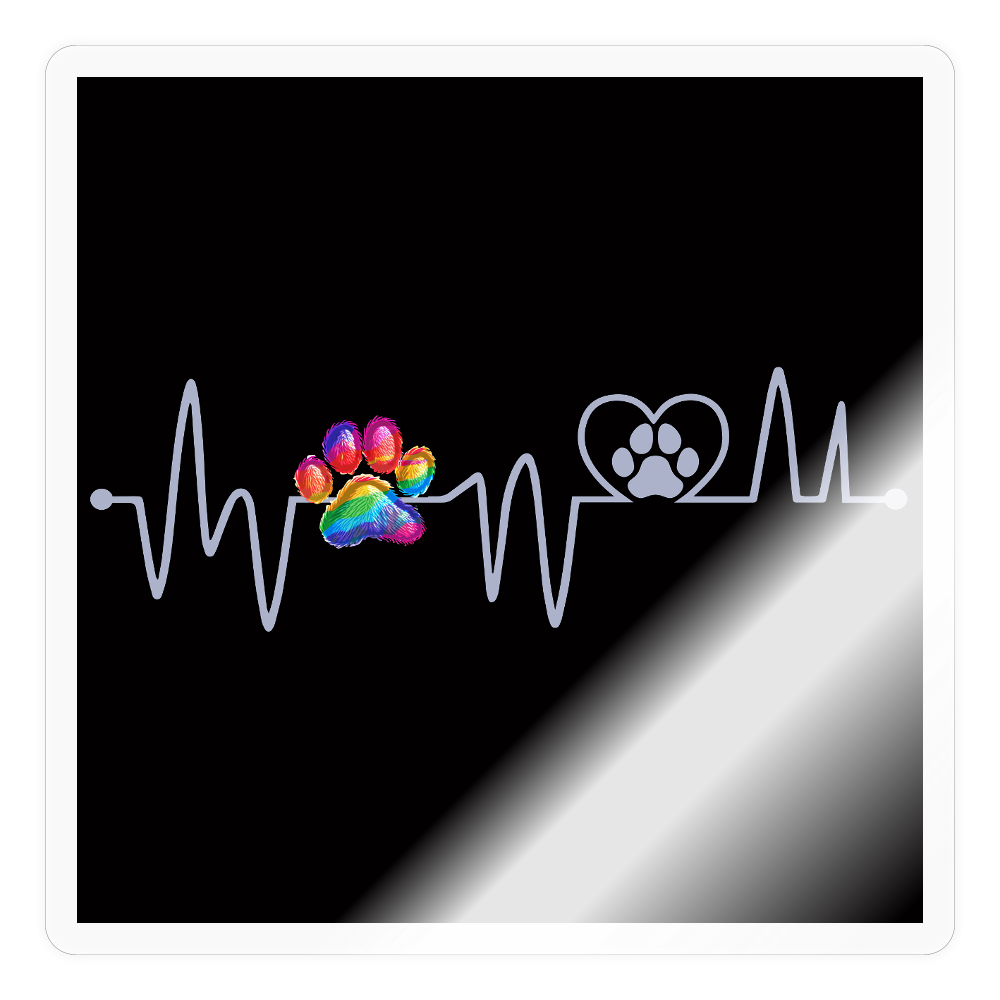 Sticker Herzschlag Heartbeat Hund Hundepfote - Transparent glänzend