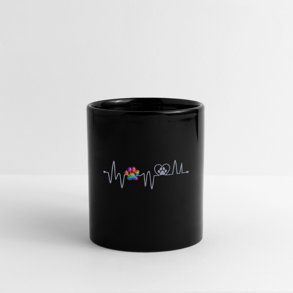 Tasse schwarz Herzschlag Heartbeat Hund Hundepfote - Schwarz