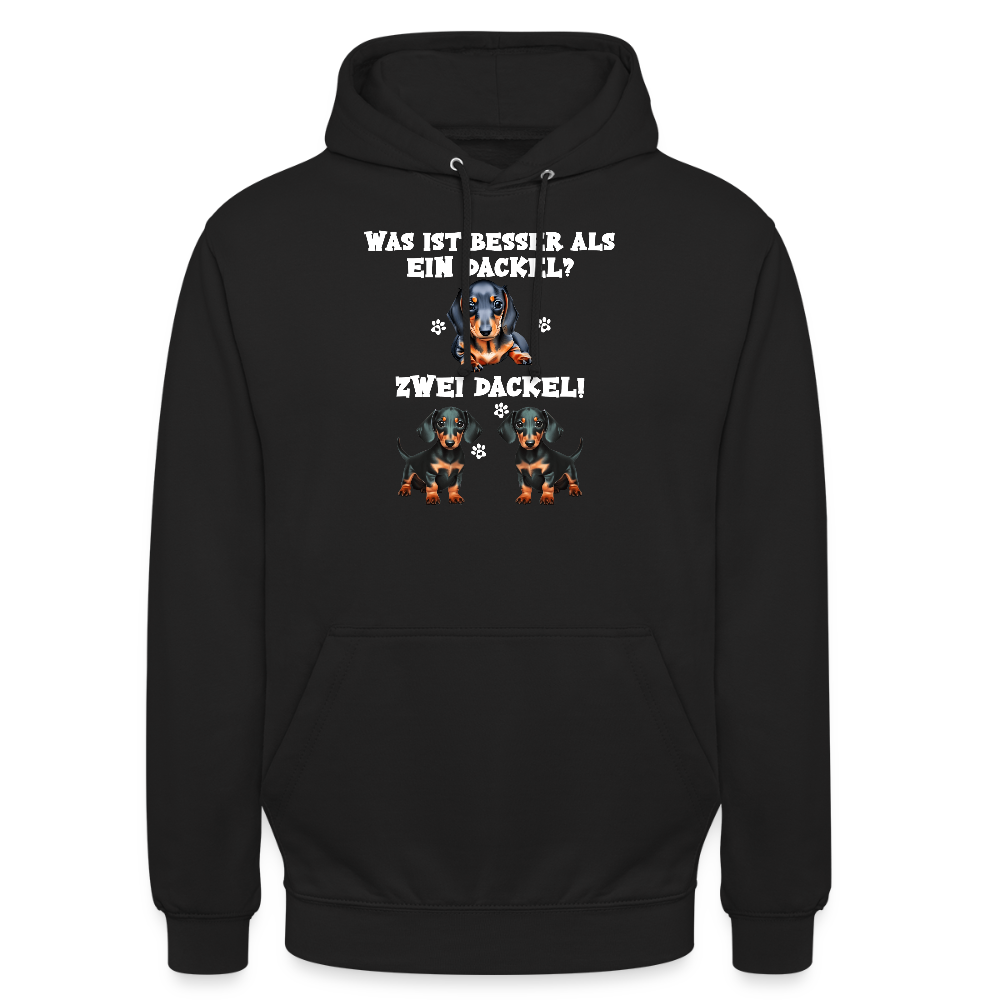 Was ist besser als ein Dackel? Zwei Dackel Unisex Hoodie - Schwarz