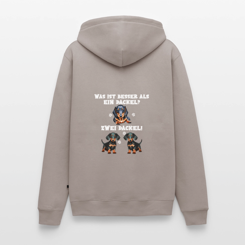 Was ist besser als ein Dackel? Zwei Dackel Männer Bio Hoodie - Taupe