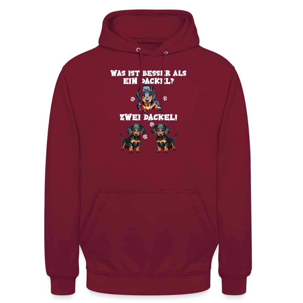 Was ist besser als ein Dackel? Zwei Dackel Unisex Hoodie - Bordeaux
