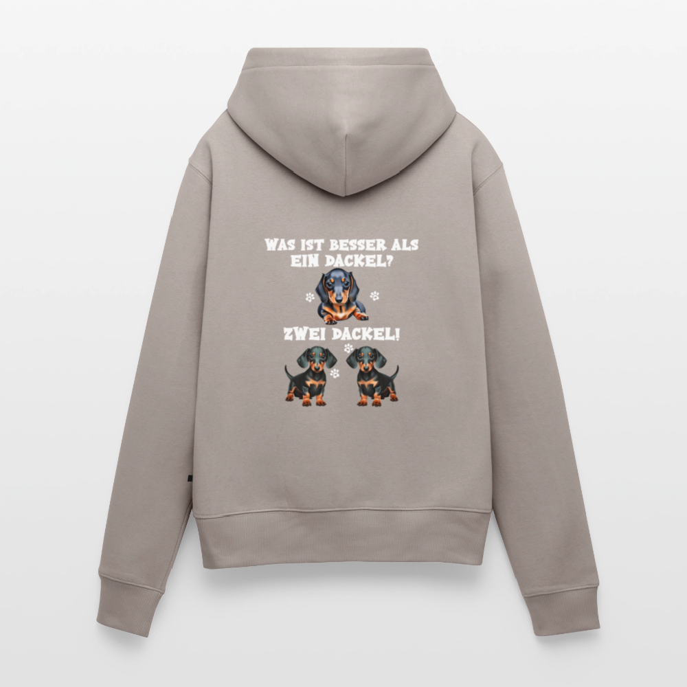 Was ist besser als ein Dackel? Zwei Dackel Rückendruck Frauen Bio Hoodie - Taupe