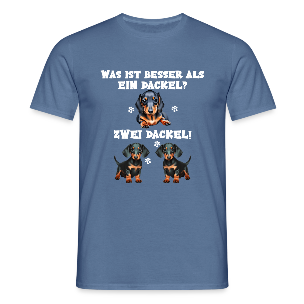 Was ist besser als ein Dackel? Zwei Dackel Männer T-Shirt - Taubenblau