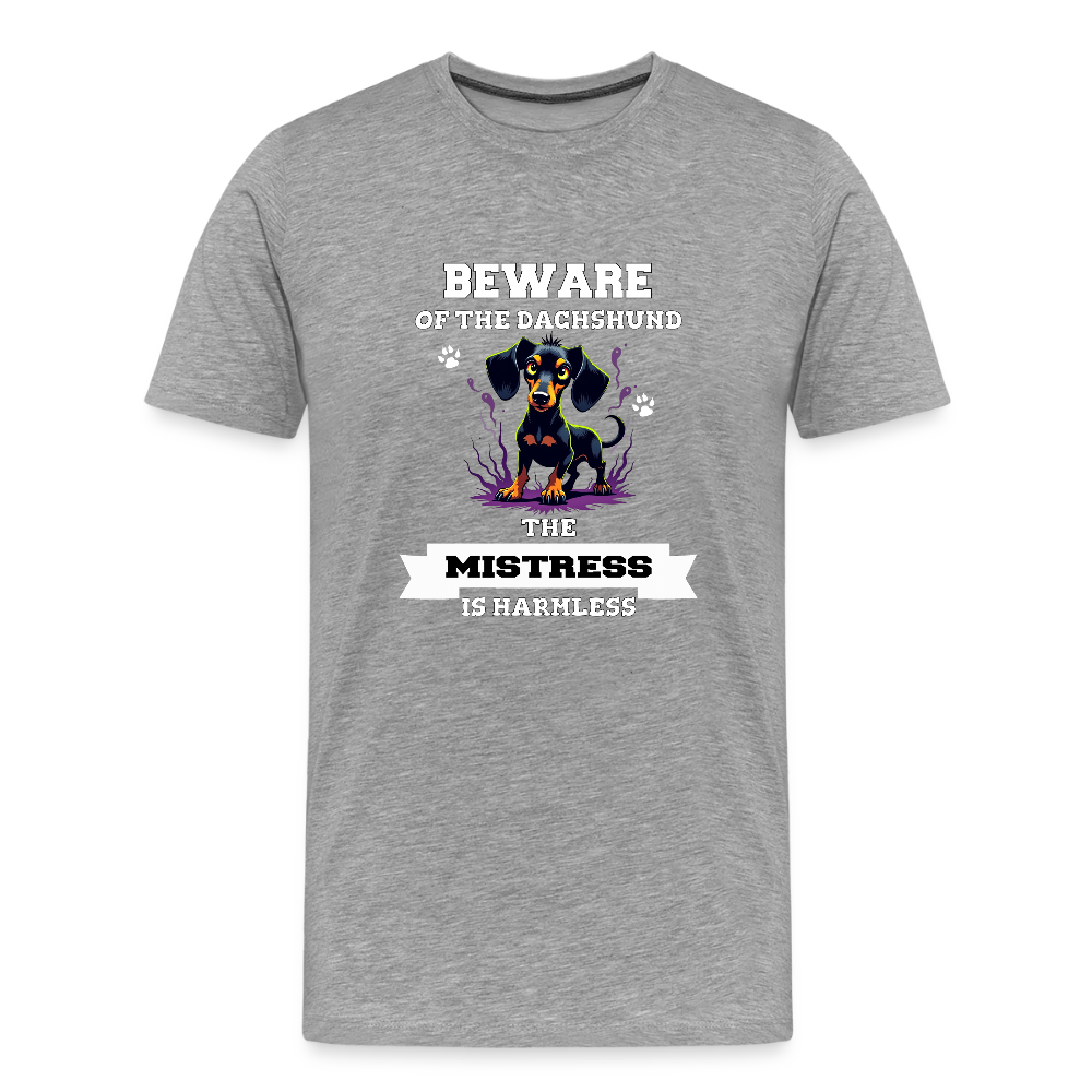 Beware of the Dachshund Mistress is harmless Männer Premium T-Shirt - Grau meliert