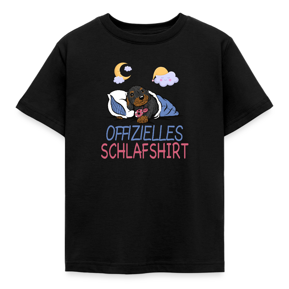 Offizielles Schlafshirt Rauhaardackel Kinder T-Shirt - Schwarz