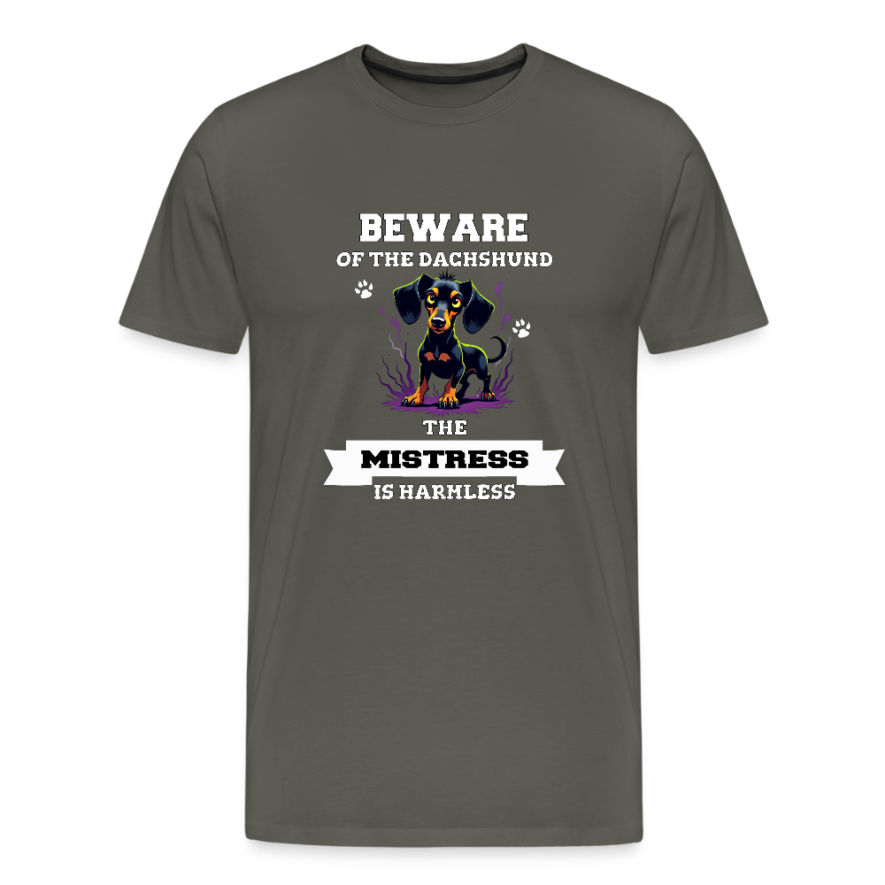 Beware of the Dachshund Mistress is harmless Männer Premium T-Shirt - Asphalt