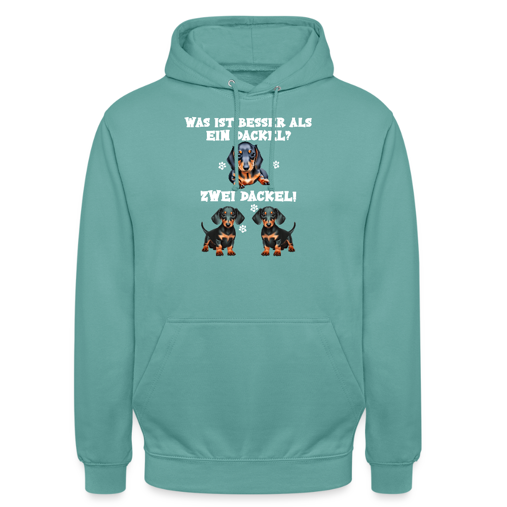Was ist besser als ein Dackel? Zwei Dackel Unisex Hoodie - Pastelltürkis