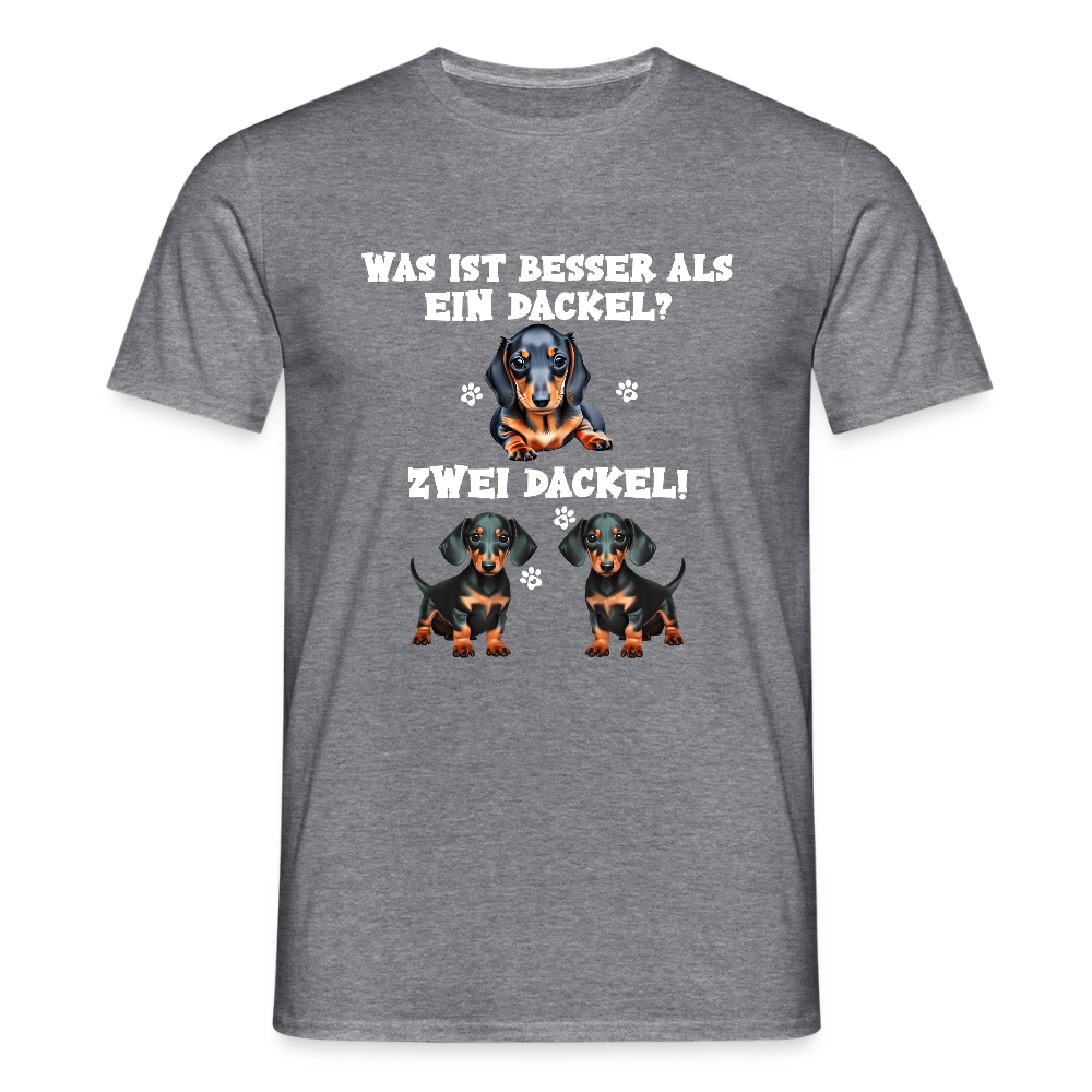 Was ist besser als ein Dackel? Zwei Dackel Männer T-Shirt - Graphit meliert