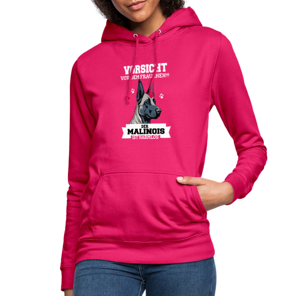 Vorsicht vor dem Frauchen der Malinois ist harmlos Frauen Hoodie - dunkles Pink