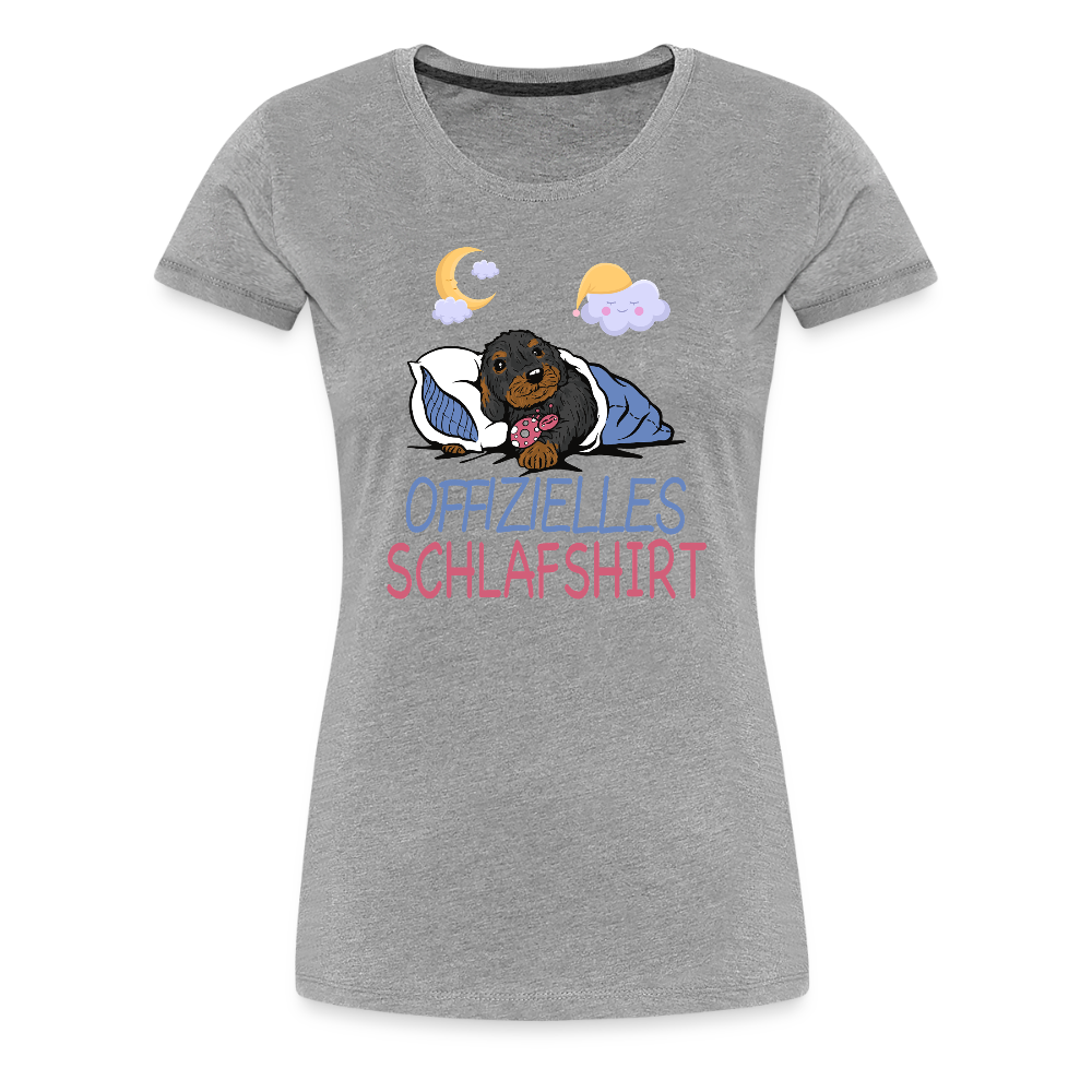 Offizielles Schlafshirt Rauhaardackel Frauen Premium T-Shirt - Grau meliert