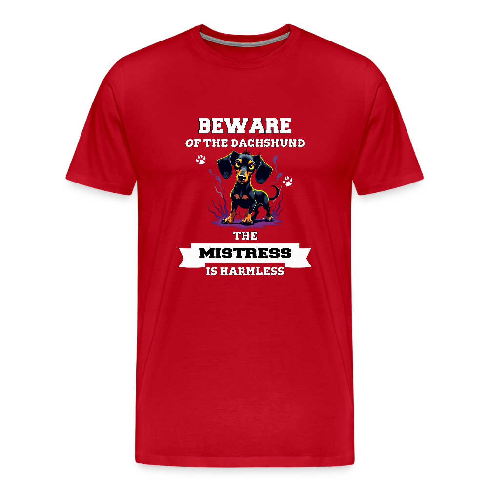 Beware of the Dachshund Mistress is harmless Männer Premium T-Shirt - Rot