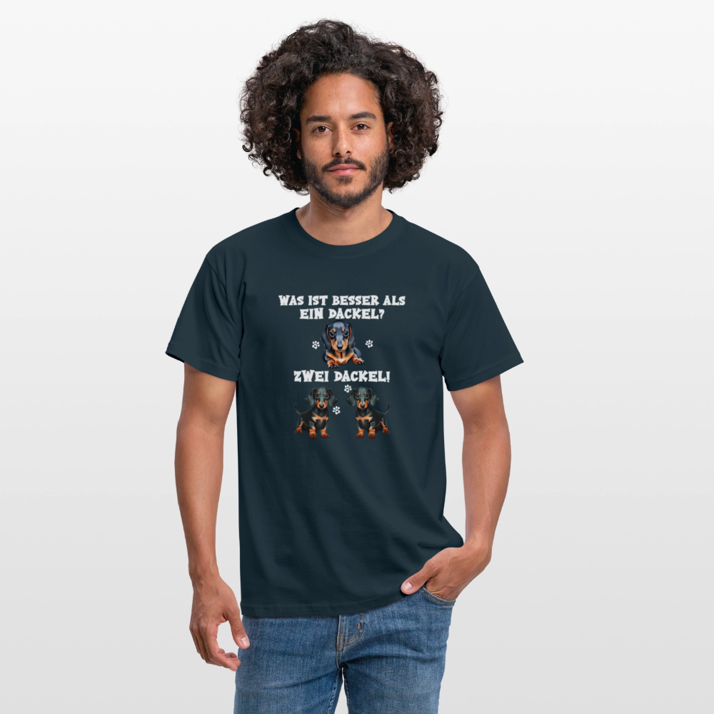 Was ist besser als ein Dackel? Zwei Dackel Männer T-Shirt - Navy