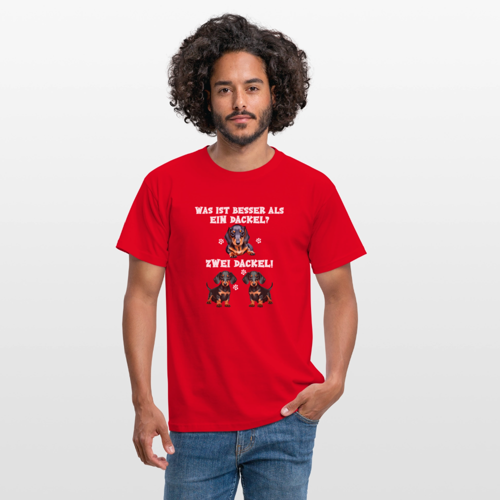 Was ist besser als ein Dackel? Zwei Dackel Männer T-Shirt - Rot
