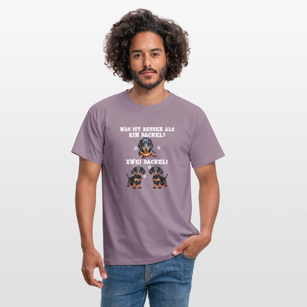 Was ist besser als ein Dackel? Zwei Dackel Männer T-Shirt - Lilagrau