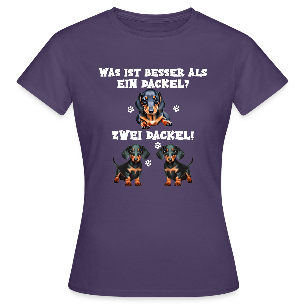 Was ist besser als ein Dackel? Zwei Dackel Frauen T-Shirt - Dunkellila
