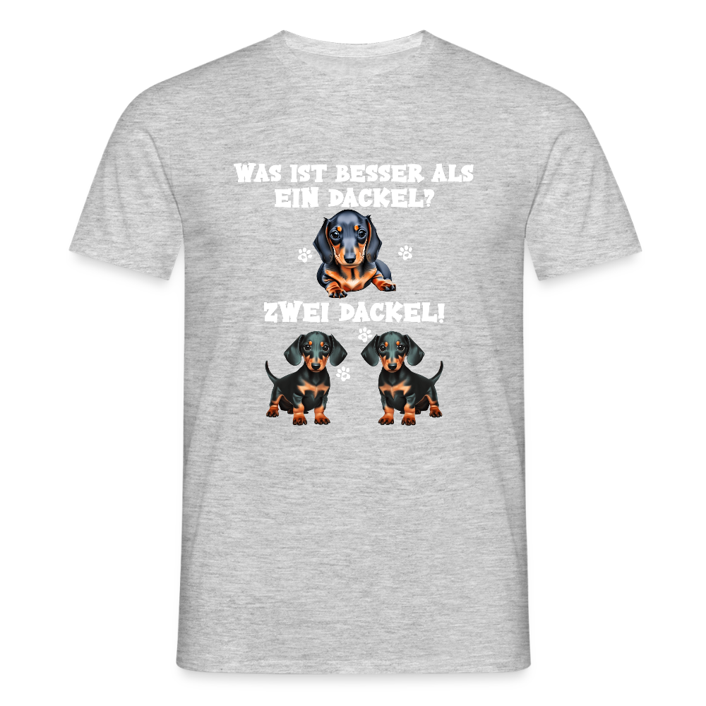 Was ist besser als ein Dackel? Zwei Dackel Männer T-Shirt - Grau meliert