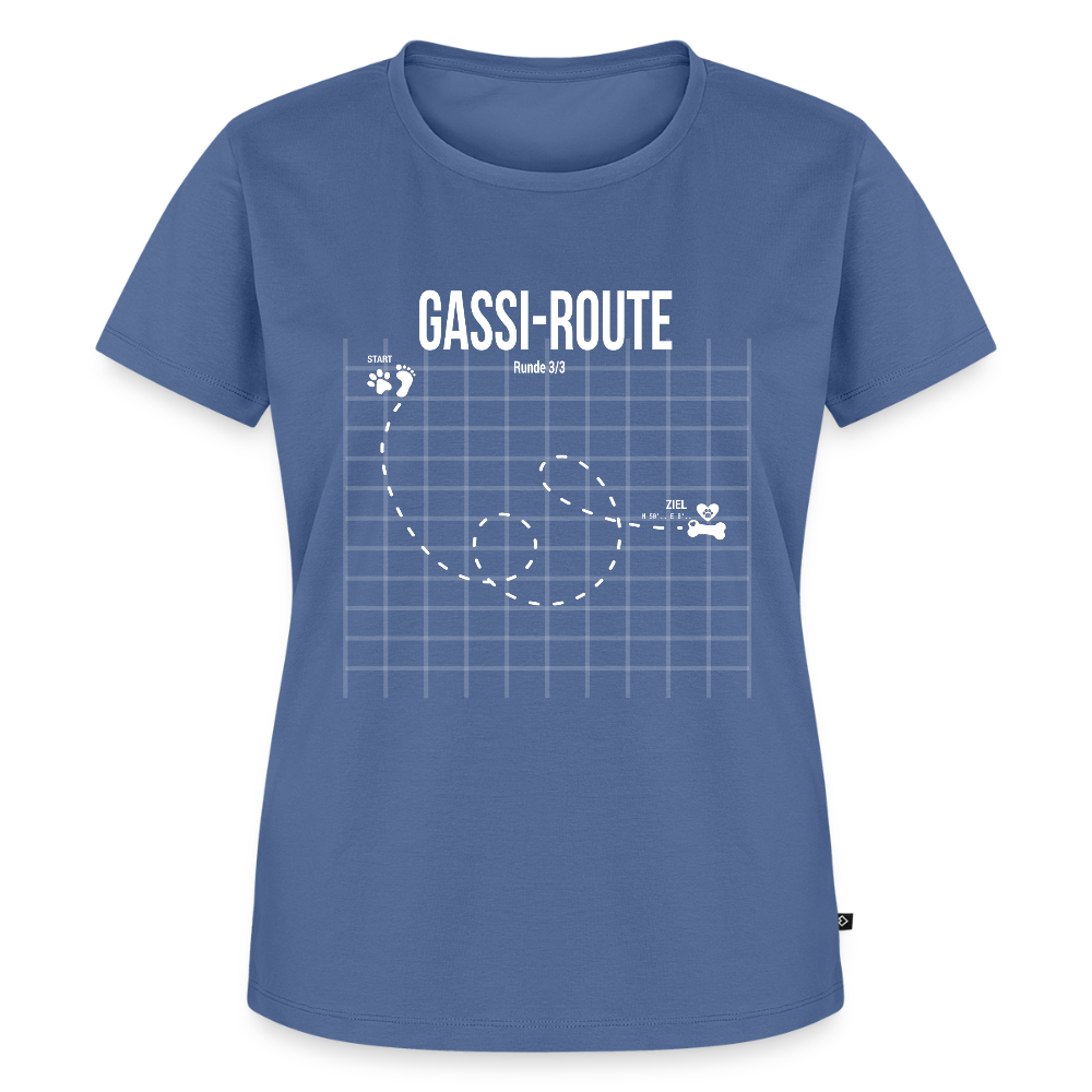 Gassi-Route fun Hunde Motiv mit Pfote & Knochen 🐾 DamenPremium T-Shirt - Taubenblau
