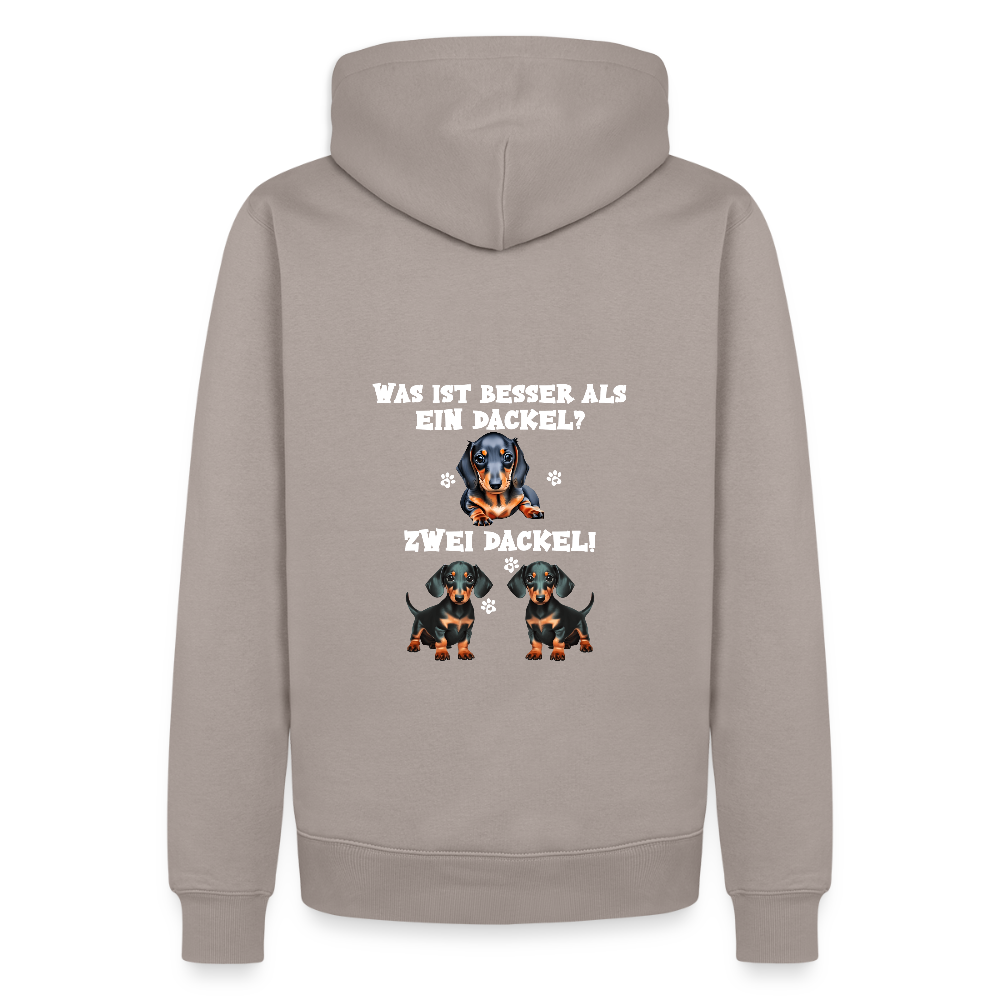 Was ist besser als ein Dackel? Zwei Dackel Männer Bio Hoodie - Taupe