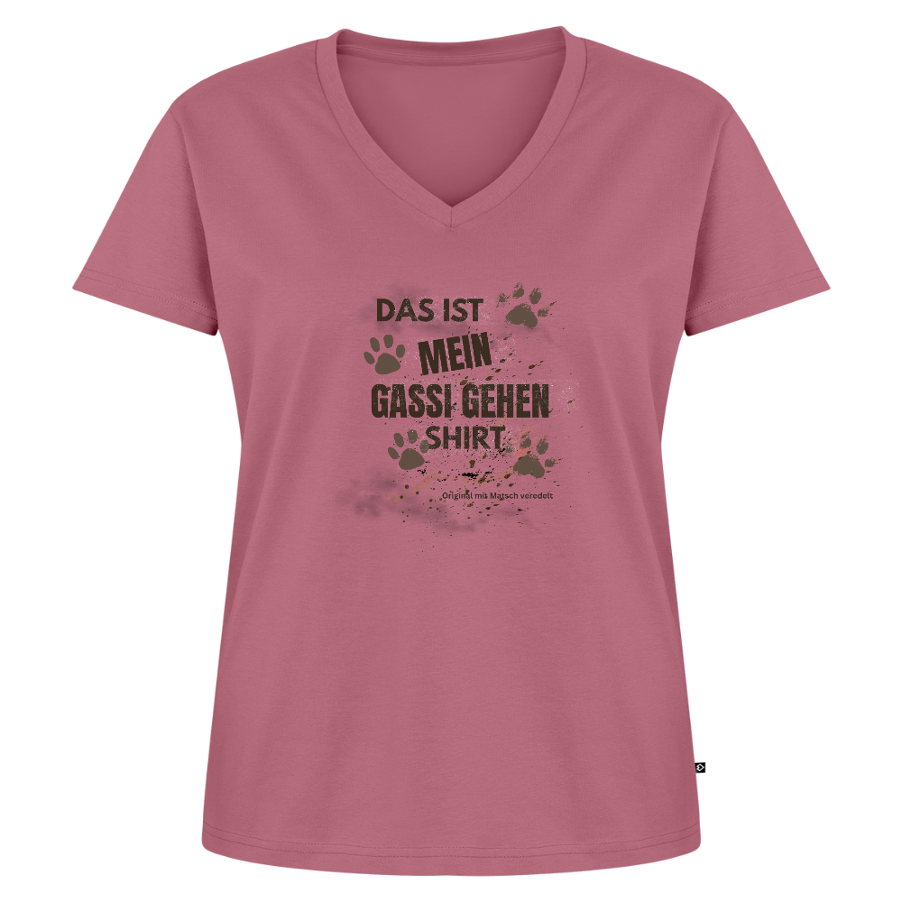 Das ist mein Gassi gehen Shirt Damen Premium T-Shirt V-Ausschnitt - Mauve