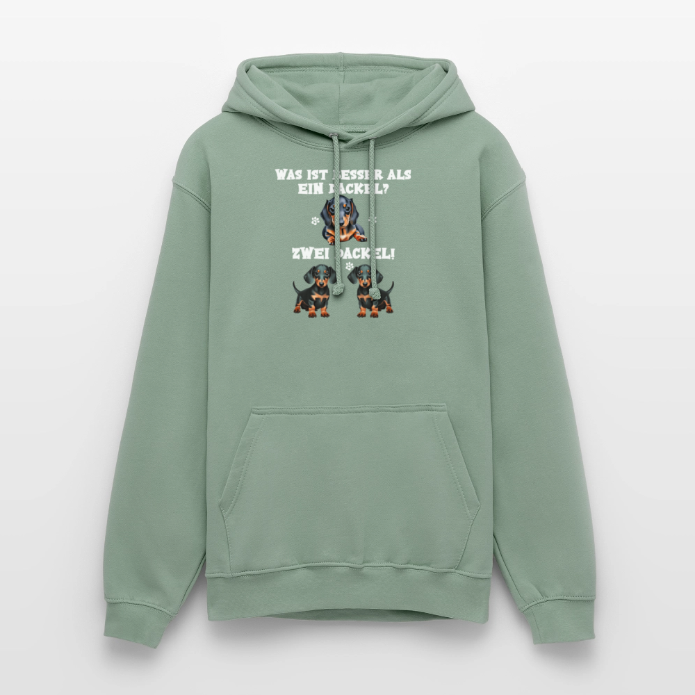 Was ist besser als ein Dackel? Zwei Dackel Unisex Hoodie - Graugrün
