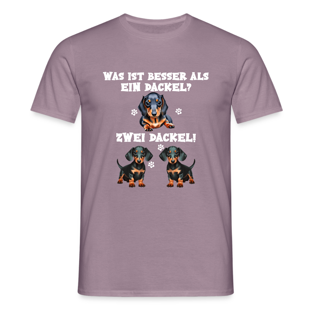 Was ist besser als ein Dackel? Zwei Dackel Männer T-Shirt - Lilagrau