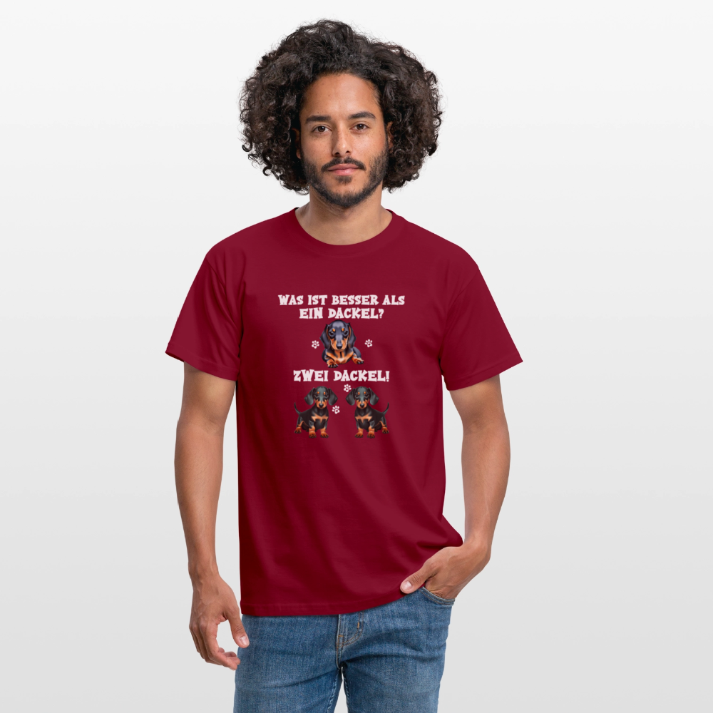 Was ist besser als ein Dackel? Zwei Dackel Männer T-Shirt - Ziegelrot
