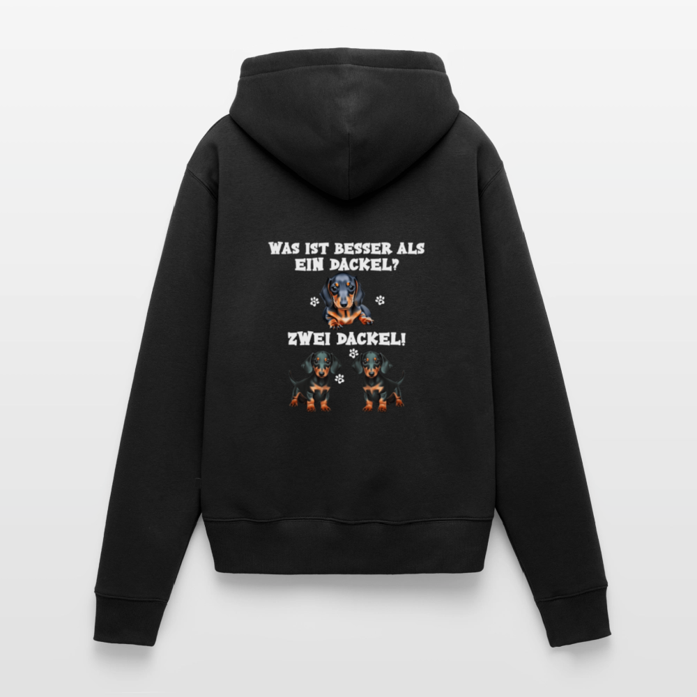 Was ist besser als ein Dackel? Zwei Dackel Rückendruck Frauen Bio Hoodie - Schwarz