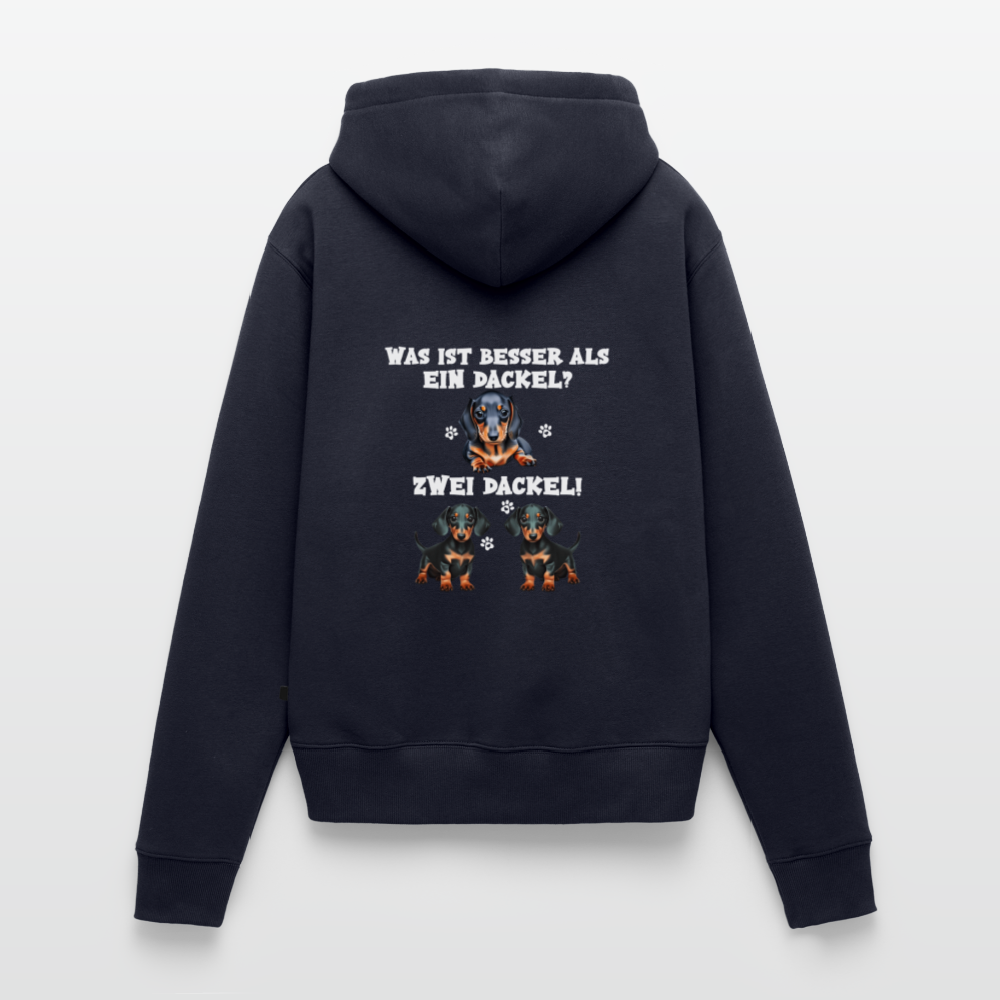 Was ist besser als ein Dackel? Zwei Dackel Rückendruck Frauen Bio Hoodie - Navy