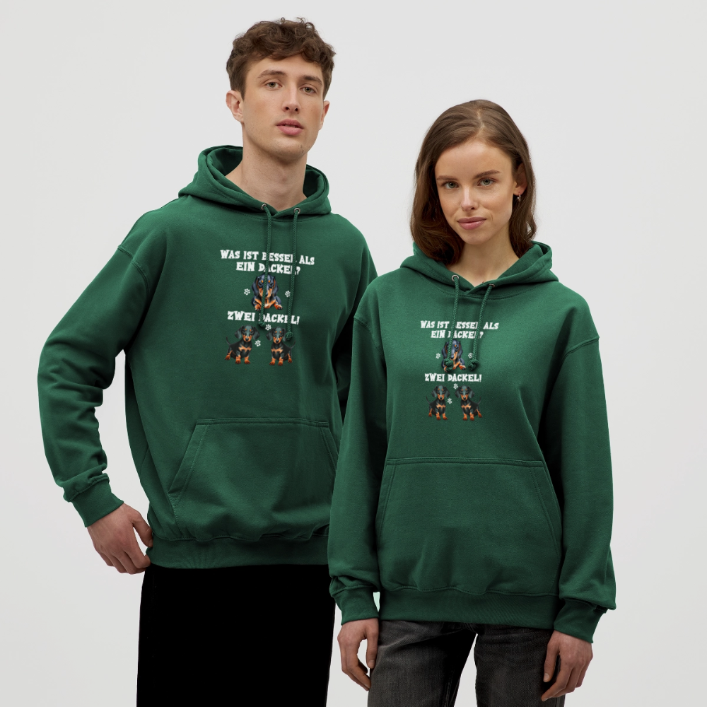 Was ist besser als ein Dackel? Zwei Dackel Unisex Hoodie - Flaschengrün