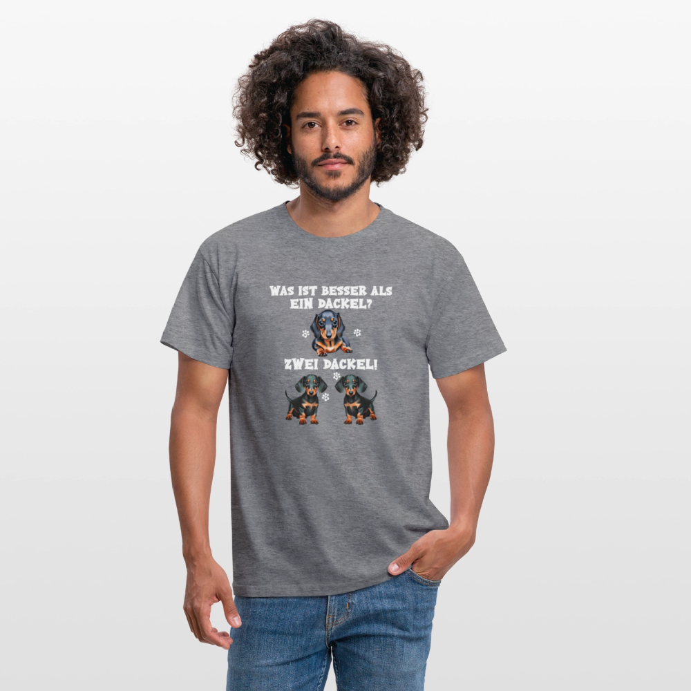Was ist besser als ein Dackel? Zwei Dackel Männer T-Shirt - Graphit meliert
