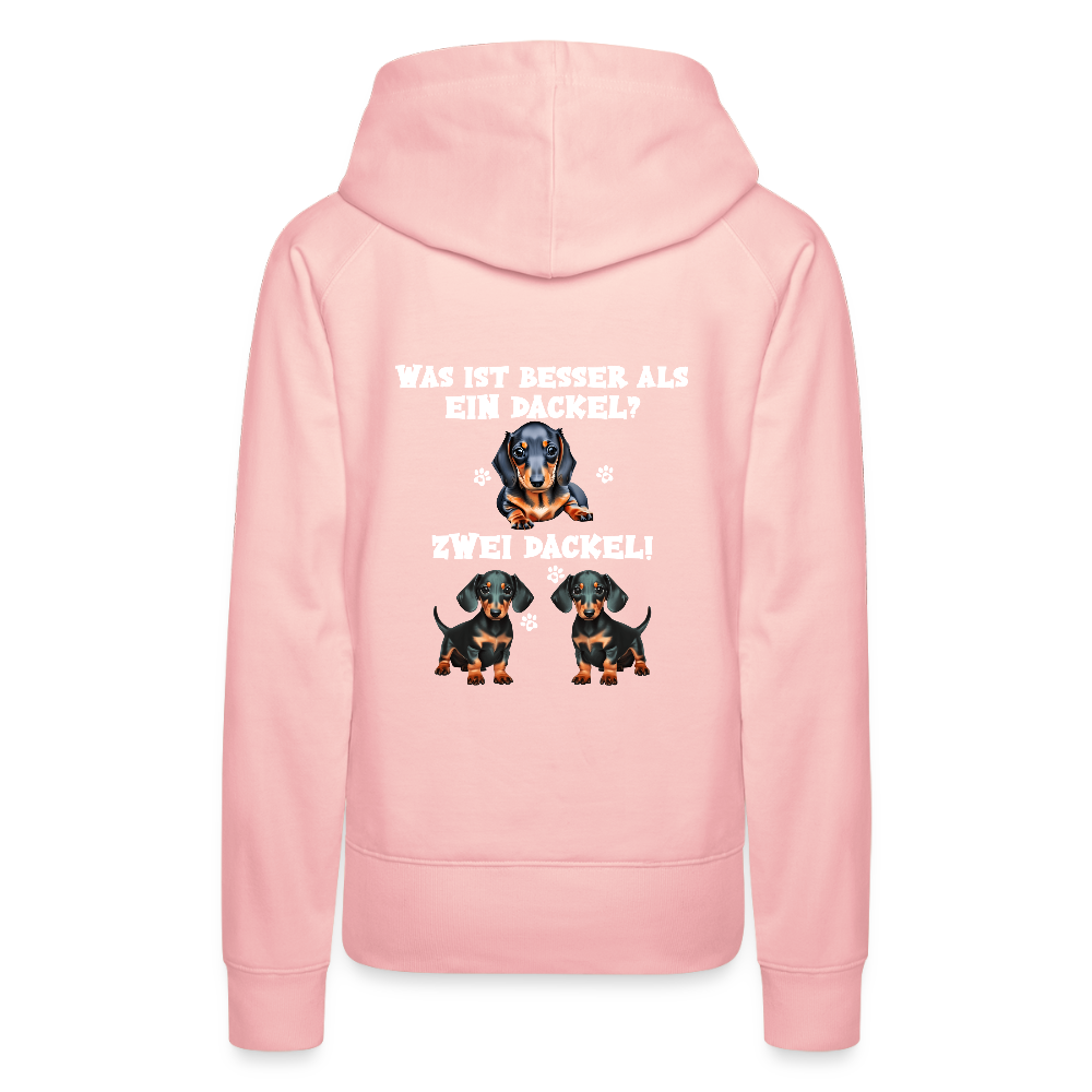 Was ist besser als ein Dackel? Zwei Dackel Rückendruck Frauen Bio Hoodie - Kristallrosa