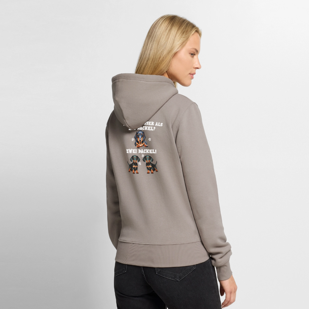 Was ist besser als ein Dackel? Zwei Dackel Rückendruck Frauen Bio Hoodie - Taupe
