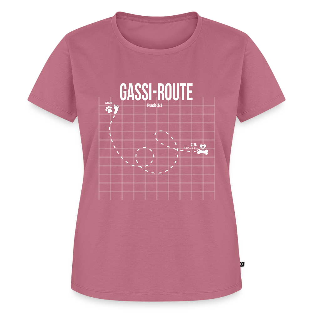 Gassi-Route fun Hunde Motiv mit Pfote & Knochen 🐾 DamenPremium T-Shirt - Mauve