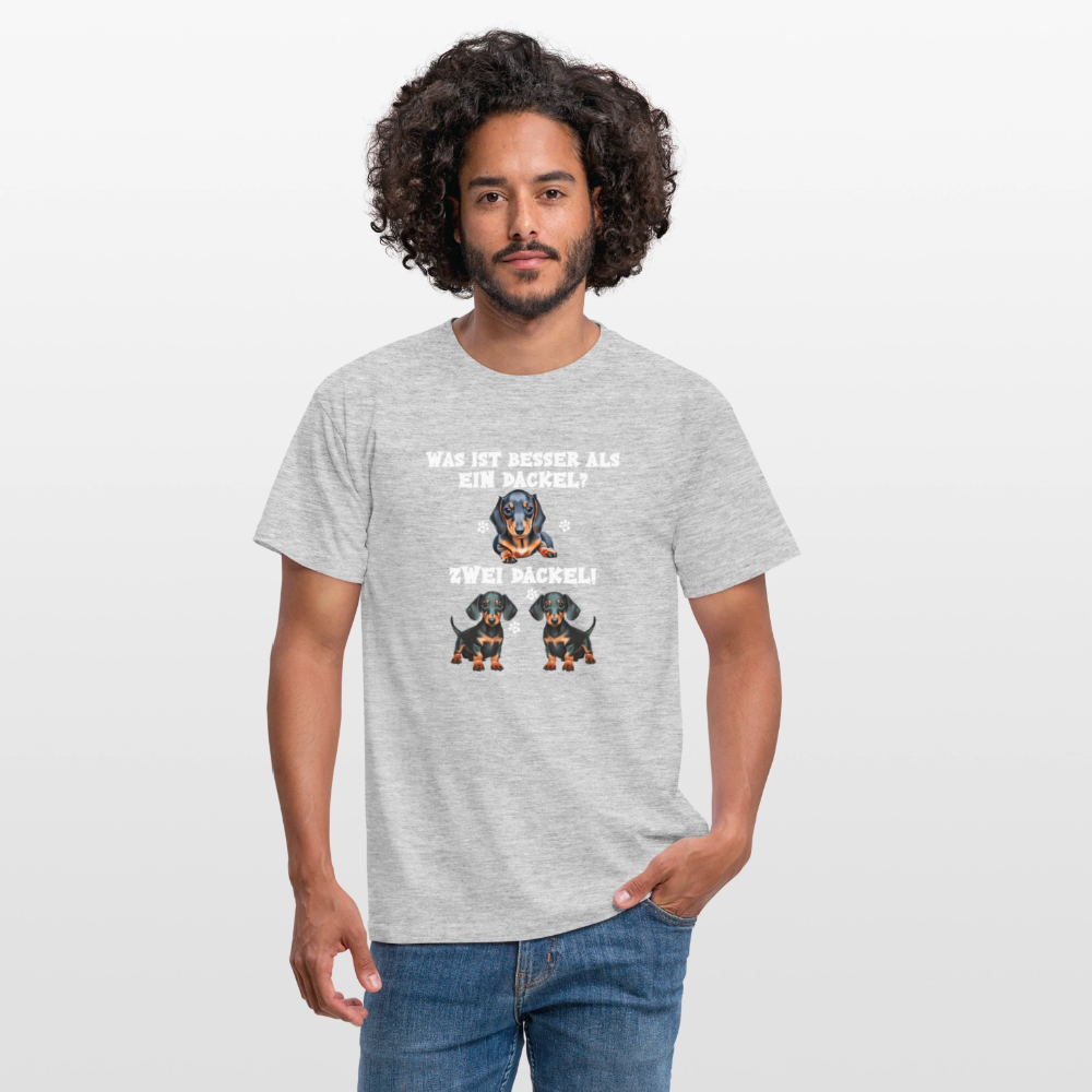 Was ist besser als ein Dackel? Zwei Dackel Männer T-Shirt - Grau meliert