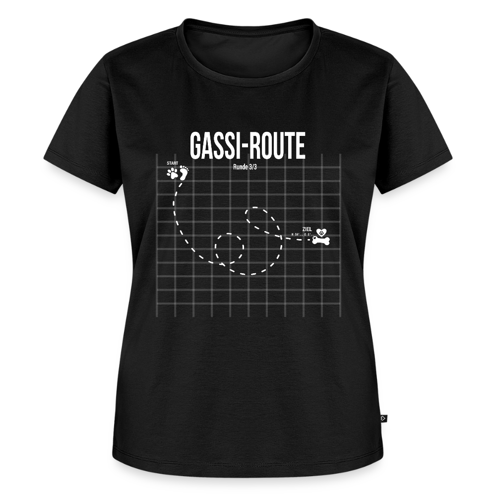 Gassi-Route fun Hunde Motiv mit Pfote & Knochen 🐾 DamenPremium T-Shirt - Schwarz