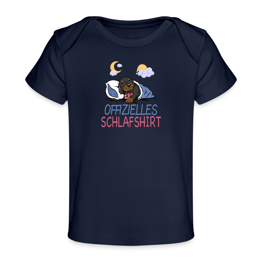 Offizielles Schlafshirt Rauhaardackel Baby Bio-T-Shirt - Dunkelnavy