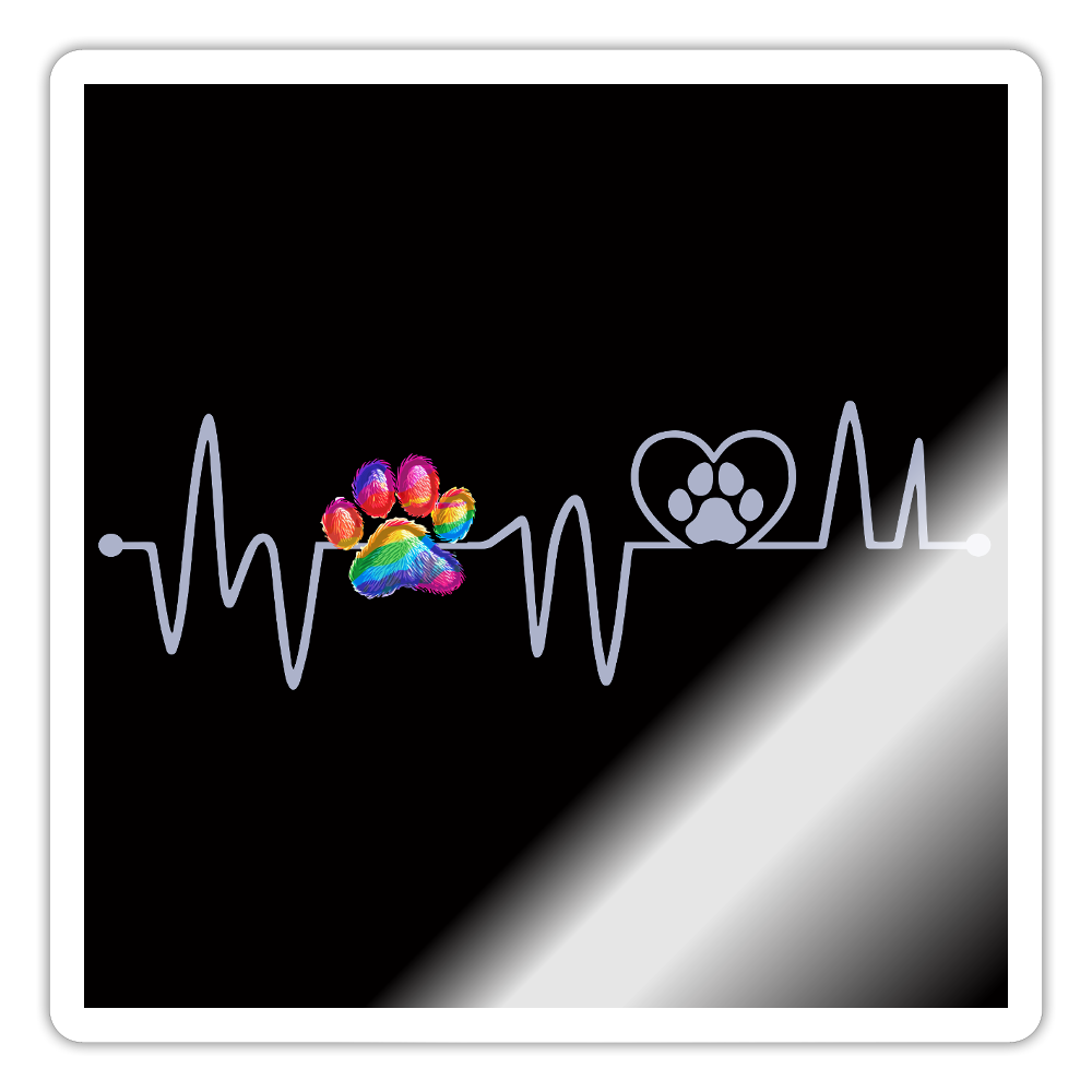 Sticker Herzschlag Heartbeat Hund Hundepfote - Weiß glänzend